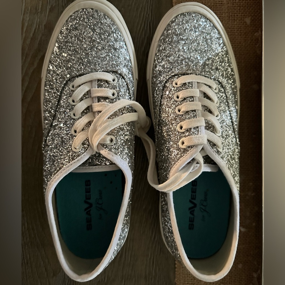 Silver Glitter Seavees for J. Crew
